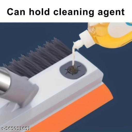 3 in 1 Bathroom Cleaning Brush with Wiper and Long Handle - 180° Rotate Floor Scrub Brush for Tiles, Home Kitchen Bathroom Accessories (Orange) - Piktocart