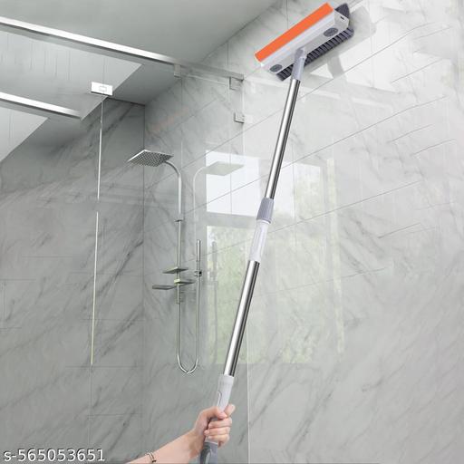 3 in 1 Bathroom Cleaning Brush with Wiper and Long Handle - 180° Rotate Floor Scrub Brush for Tiles, Home Kitchen Bathroom Accessories (Orange) - Piktocart
