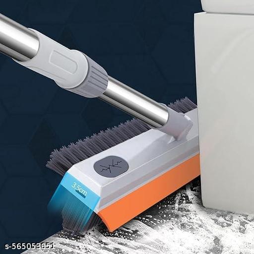 3 in 1 Bathroom Cleaning Brush with Wiper and Long Handle - 180° Rotate Floor Scrub Brush for Tiles, Home Kitchen Bathroom Accessories (Orange) - Piktocart
