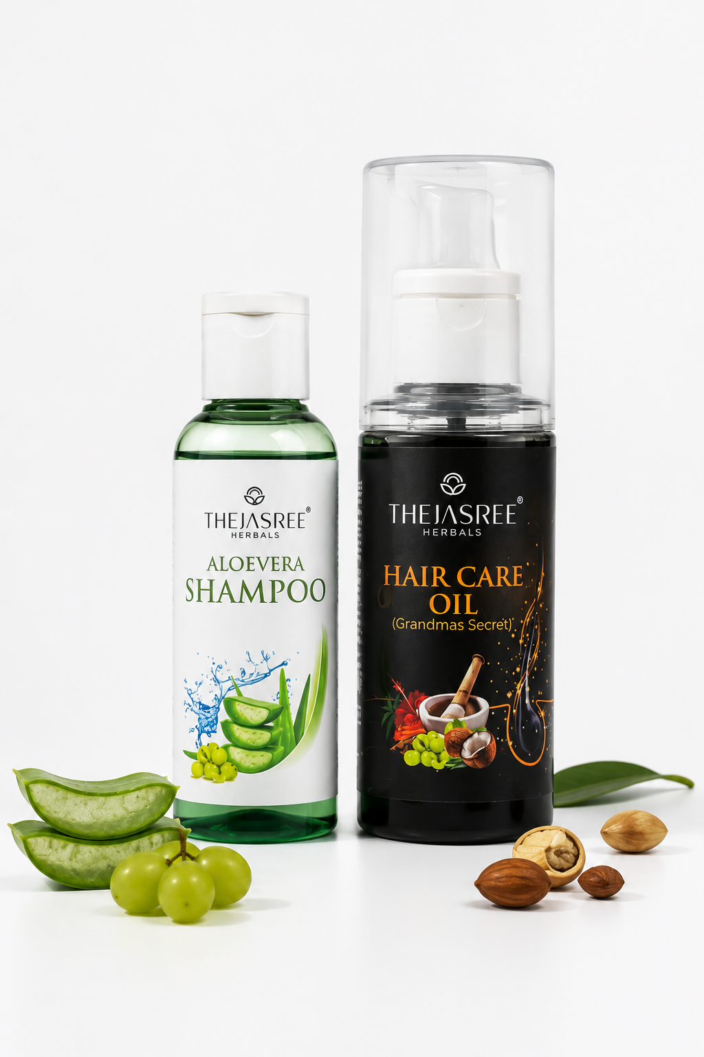 Thejasree Herbal Hair Care Duo Hair Oil & Aloe Vera Shampoo Combo - Piktocart