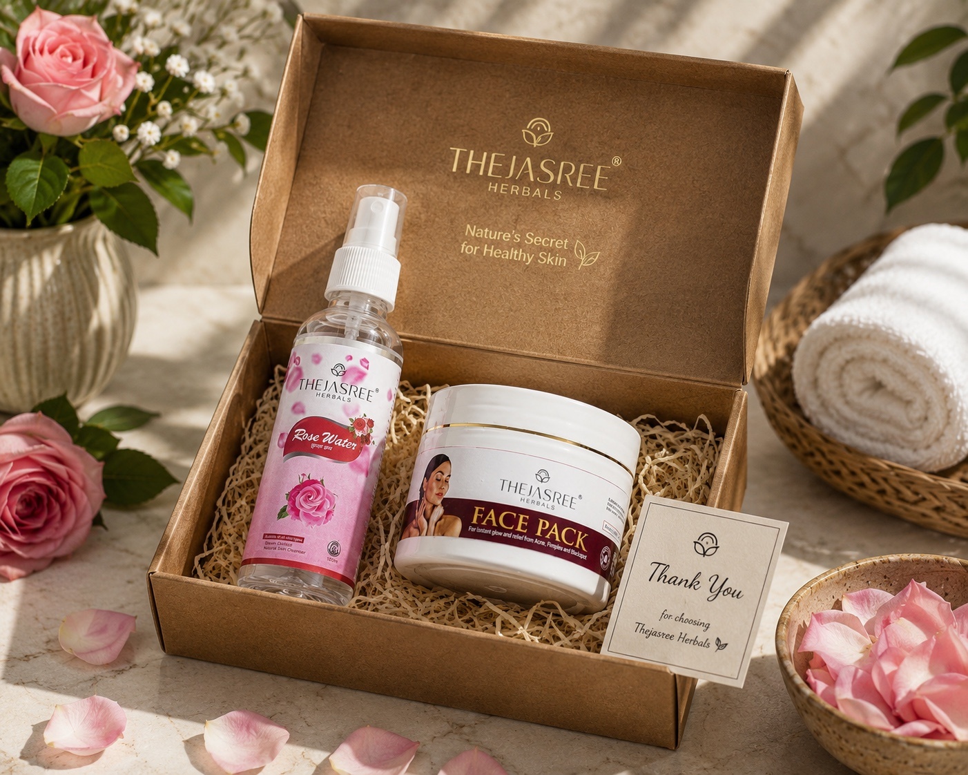 THEJASREE Herbals Rose Glow Gift Set - Piktocart