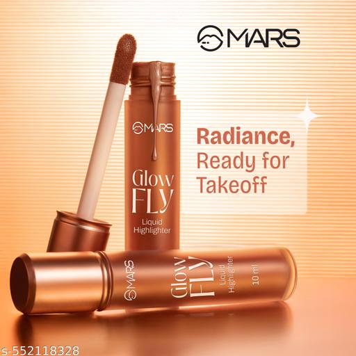 MARS Glow fly Liquid Highlighter (10 ml) (01-WINGED ROSE) | Enriched With Sunflower Seed Oil | Radiant Glow | No Chunky Particles | Light-Weight & Long-Lasting | Ultra Blendable Formula - EliteAura.Store