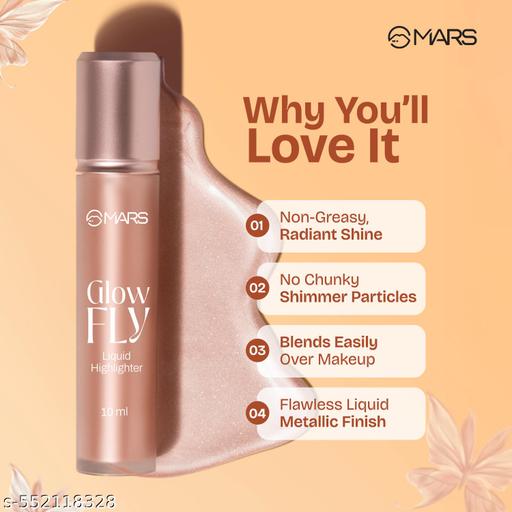 MARS Glow fly Liquid Highlighter (10 ml) (01-WINGED ROSE) | Enriched With Sunflower Seed Oil | Radiant Glow | No Chunky Particles | Light-Weight & Long-Lasting | Ultra Blendable Formula - EliteAura.Store