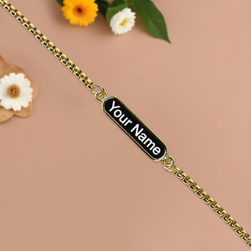 Custom Engraved Dual-Tone Name Bracelet – Black Nameplate Personalized Chain - EliteAura.Store