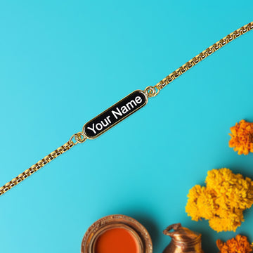 Custom Engraved Dual-Tone Name Bracelet – Black Nameplate Personalized Chain - EliteAura.Store