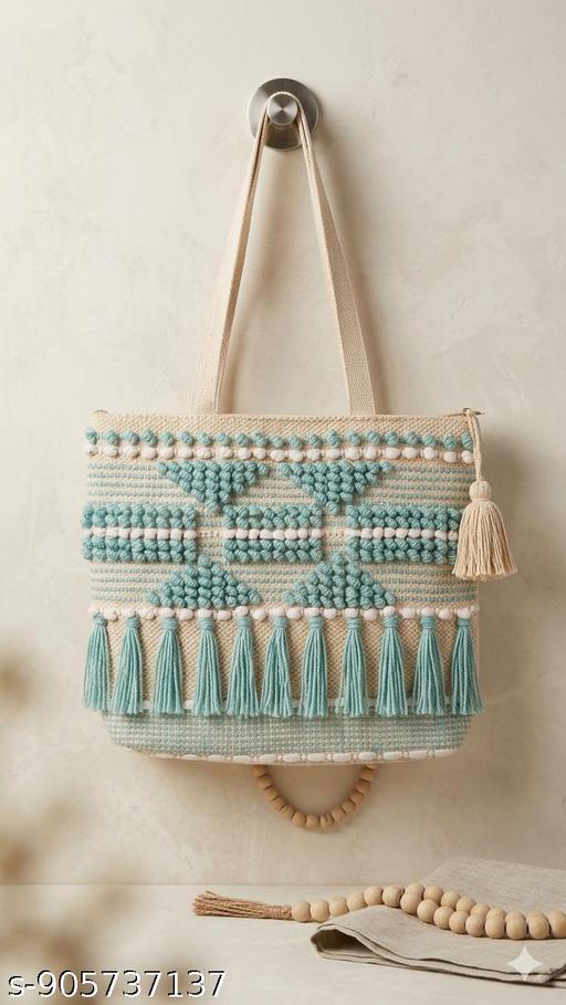 Stylish Handmade Boho Cotton Tote Bag with Tassels for Women - EliteAura.Store