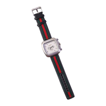 Premium Square Dial Multi-Function Analog Wrist Watch with Stylish Stripe Fabric-Leather Strap for Men - EliteAura.Store