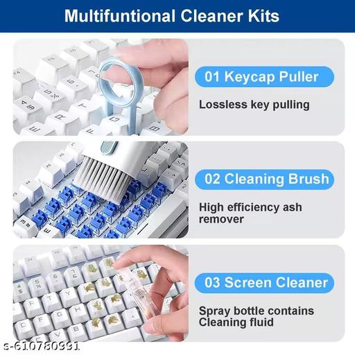 7-in-1 Cleaning Kit | All-in-One Keyboard Cleaning Kit with Brush & Cleaner for Bluetooth, AirPods, Laptop, Tablet, Phone, iPad, Smartwatch, MacBook, Earbuds & PC Accessories - EliteAura.Store