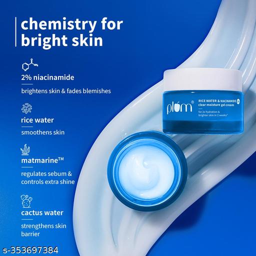 Rice Water & 2% Niacinamide Clear Moisture Gel Cream | 50 gm | Lightweight & Non-sticky | All-Day Non-Greasy Moisturizer | Fades Blemishes & Brightens Skin - EliteAura.Store