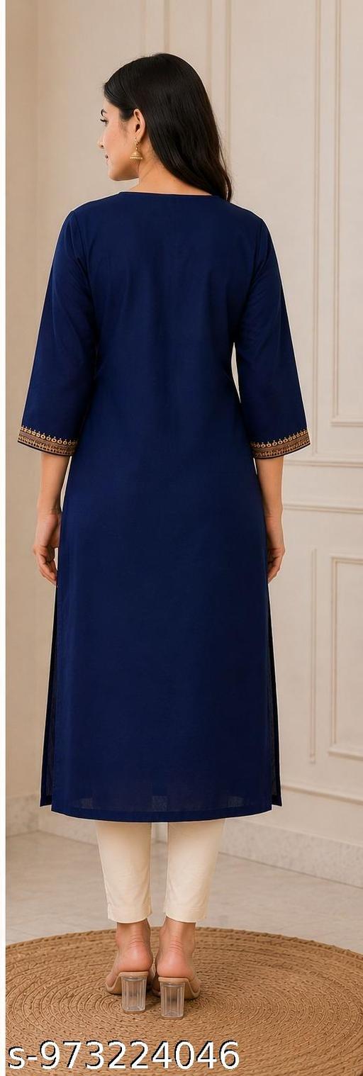 Women’s Navy Blue Kurta with Gold Embroidery | Festive & Party Wear - EliteAura.Store
