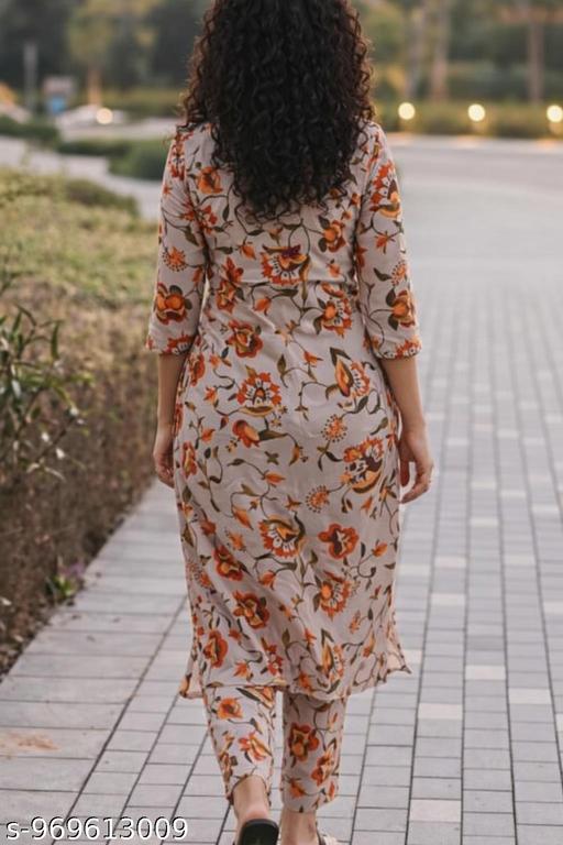 Women's Floral Printed A-Line Kurti Pant Set for Women | Stylish Ethnic Wear Kurta Set | Casual Office Wear & Festive Outfit - EliteAura.Store