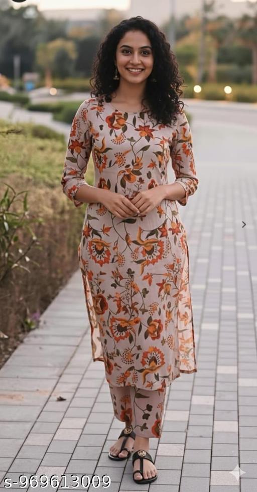 Women's Floral Printed A-Line Kurti Pant Set for Women | Stylish Ethnic Wear Kurta Set | Casual Office Wear & Festive Outfit - EliteAura.Store