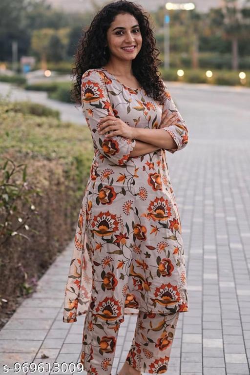 Women's Floral Printed A-Line Kurti Pant Set for Women | Stylish Ethnic Wear Kurta Set | Casual Office Wear & Festive Outfit - EliteAura.Store