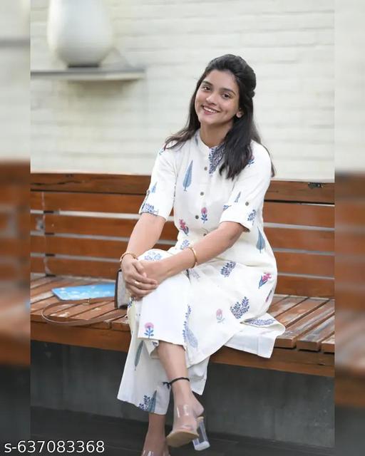 Women Printed White Cord set (Top & Bottom Set) - EliteAura.Store
