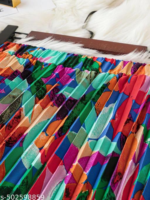  ﻿Skirt For Women | Beautiful Colorful Printed | Stylish Pleated A-Line Design - EliteAura.Store