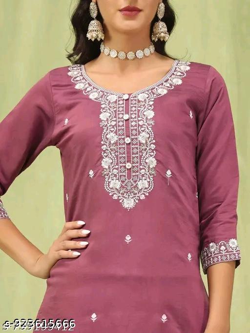 NEW TRENDING WOMEN'S EMBROIDERED RYON BLEND CALF LENGTH STRAIGHT KURTA  TROUSER WITH DUPATTA SET - EliteAura.Store