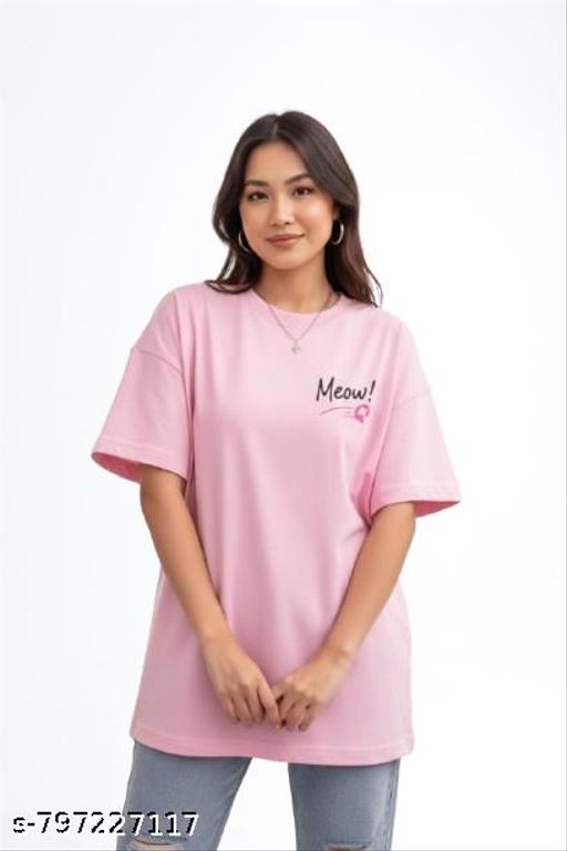 Women’s Relaxed Fit Cotton T-Shirt Panda oversized pink t-shirt - EliteAura.Store