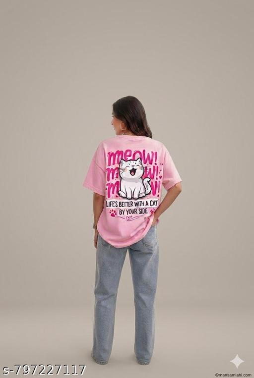 Women’s Relaxed Fit Cotton T-Shirt Panda oversized pink t-shirt - EliteAura.Store