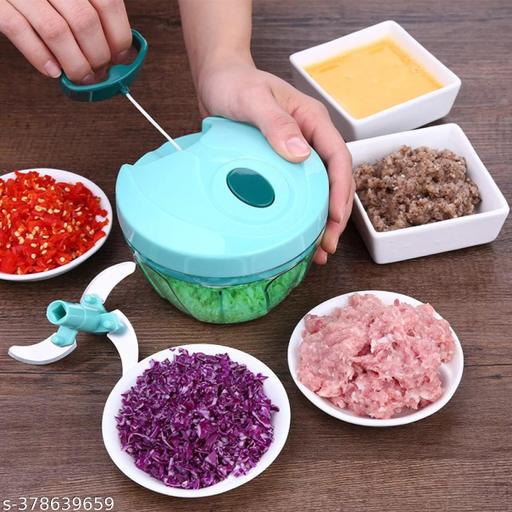 vegetable & fruit chopper, smart cutter Mirchi Cutter Hand Chopper Vegetable Cutter, BPA-free Food Processor with 3 Removable Blades For Chopping & Mincing, Manual Vegetable Cutter , Dry Fruit and Onion , tomato Handy Chopper 450ML Vegetable Chopper quick cutter Hand Blenders  - PrimeDeals