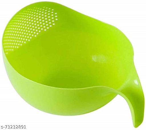 Multipurpose Vegetable Strainer Rice Washing Bowl | Plastic Fruit & Vegetable Cleaning Drain Basket | Kitchen Colander Bowl Green - PrimeDeals