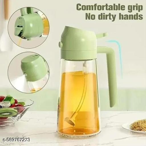 Vyome Pack of 2 – 2-in-1 Smart Oil Dispenser Bottle with Free Oil Brush & Spatula | Stylish Glass Olive Oil Vinegar Pouring Bottle for Kitchen - PrimeDeals