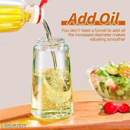 Vyome Pack of 2 – 2-in-1 Smart Oil Dispenser Bottle with Free Oil Brush & Spatula | Stylish Glass Olive Oil Vinegar Pouring Bottle for Kitchen - PrimeDeals