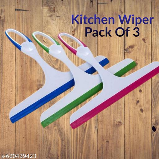 Dragonfly Store Pack of 3 Household Soft Glass Cleaning Wiper Wipe Window Scraper, Kitchen Slab, Bathroom Tile, Floor (Color May Vary) - PrimeDeals
