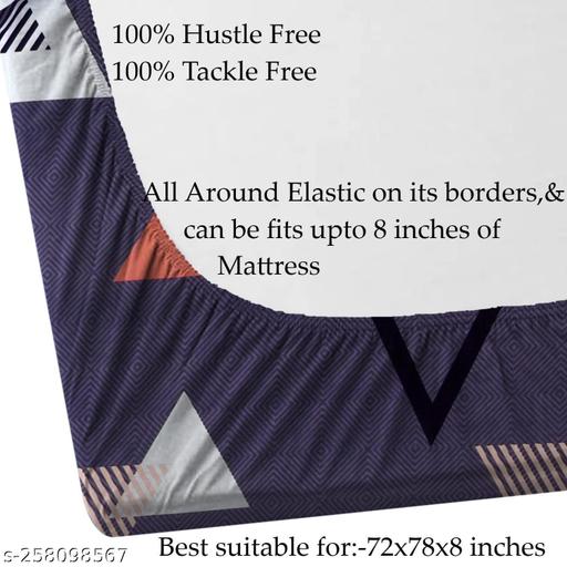 Shiv Decor make Cotton Feel All Around Elastic Fitted Glace Printed King Size Double Bed Bedsheet with 2 Large Pillow Covers Fits Upto Mattress of 8 Inches,Size - 72 x 78 x 10 - PrimeDeals