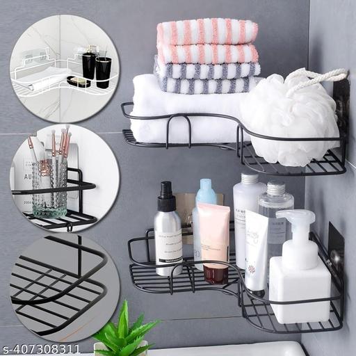 (PACK OF 2) Multipurpose Self-Adhesive Kitchen Bathroom Corner Rack and Stands Mounted with Strong Magic Sticker Durable Hook Home Essentials / LCORNER / BATHROOM CORNER 2PIS - PrimeDeals