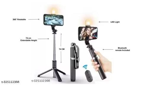  Extendable 3 in 1 Selfie Stick Tripod with Bluetooth Remote Included and Rotatable - PrimeDeals