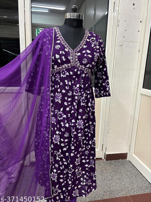  Aliya Cut Embroidered Kurti With Pant and Dupatta Set - PrimeDeals
