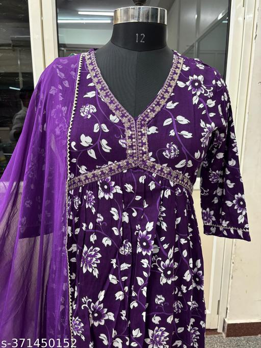  Aliya Cut Embroidered Kurti With Pant and Dupatta Set - PrimeDeals