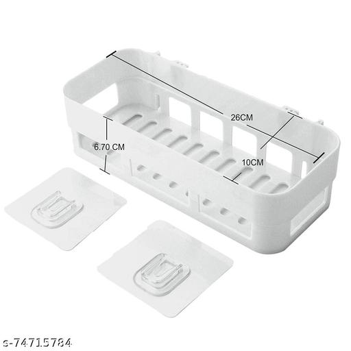 COMBO OF 4 PCS Bathroom Shelf Rack / Kitchen Shelf / Wardrobe Shelf / Perfume Rack Plastic Wall Shelf ( 2 SOAP Shelves + 2 Bathroom Shelves ) - PrimeDeals