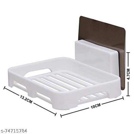 COMBO OF 4 PCS Bathroom Shelf Rack / Kitchen Shelf / Wardrobe Shelf / Perfume Rack Plastic Wall Shelf ( 2 SOAP Shelves + 2 Bathroom Shelves ) - PrimeDeals