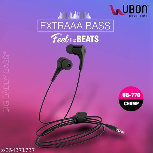 Earphones UB 751 Universal in Ear Earphone with mic Wired with Hi-Resolution Audio Deep Bass Headphones Ergonomic Sweatproof Earbuds for All Smartphones Dynamic 10mm Driver, (Black) - PrimeDeals