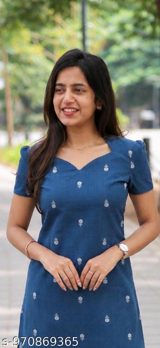 Women’s Stylish Blue Khadi Cotton Printed Kurti | Elegant Casual Wear Kurta for Daily & Office Use - PrimeDeals