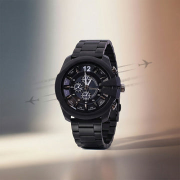 Premium Black Analog Chronograph Style Wrist Watch for Men - Shiva Nandhini 