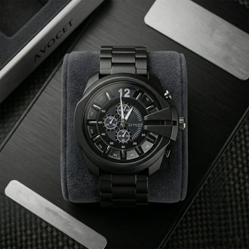Premium Black Analog Chronograph Style Wrist Watch for Men - Shiva Nandhini 