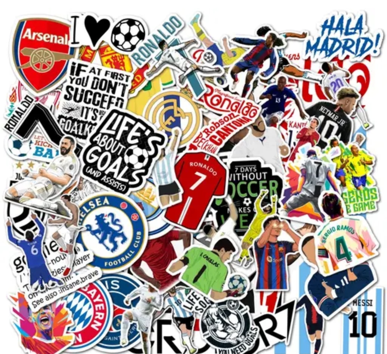 Pack Of 65 Football Soccer Stickers For Laptop, Planner, Diary, Waterproof Residue Free, self adhesive - Shiva Nandhini 