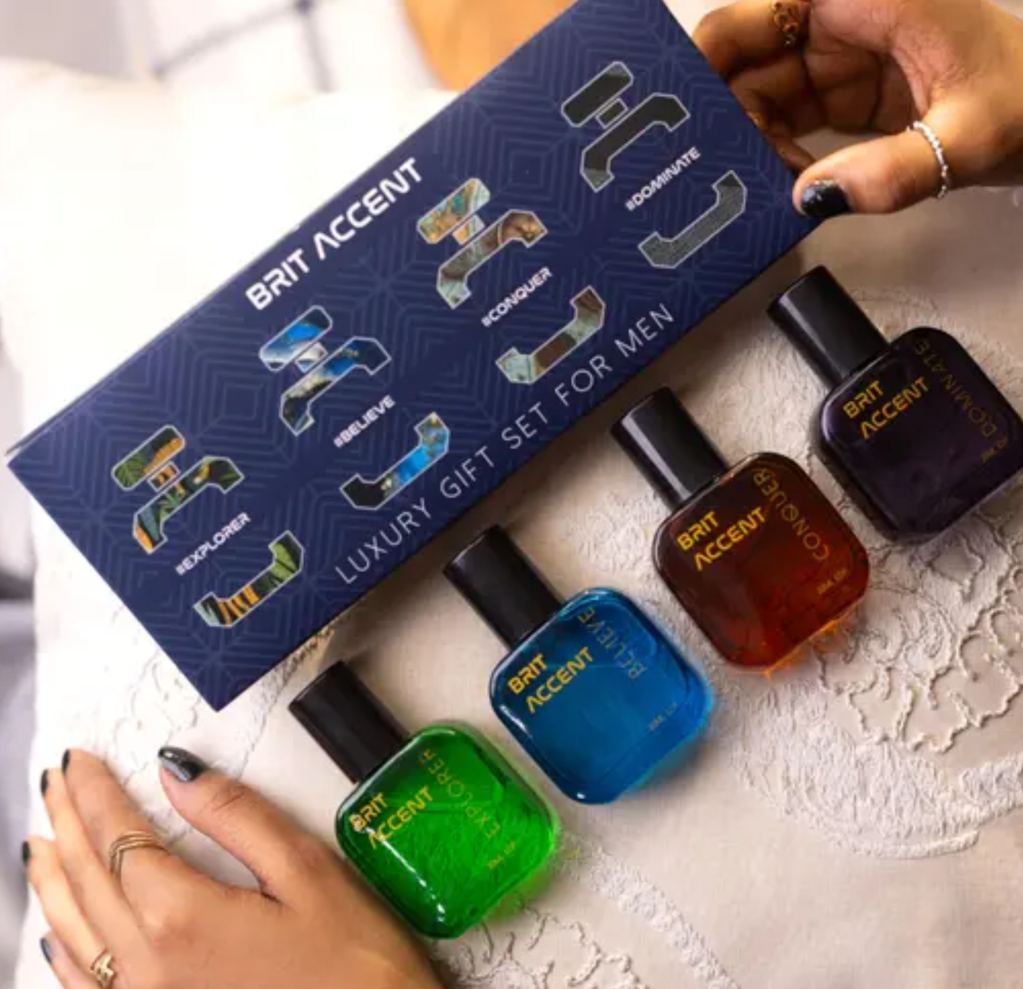 | Luxury Gift - Set For Men| Pack Of 4| Believe - 20 ML| Conquer - 20 ML| Dominate - 20 ML| Explorer - 20 ML| Premeium Ingredients | Eau De Parfum - 80ML | - Shiva Nandhini 