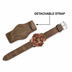Two-in-one detachable bracelet strap day & date watch for Men | watch for Boys (Brown) | MK-4029W - Shiva Nandhini 