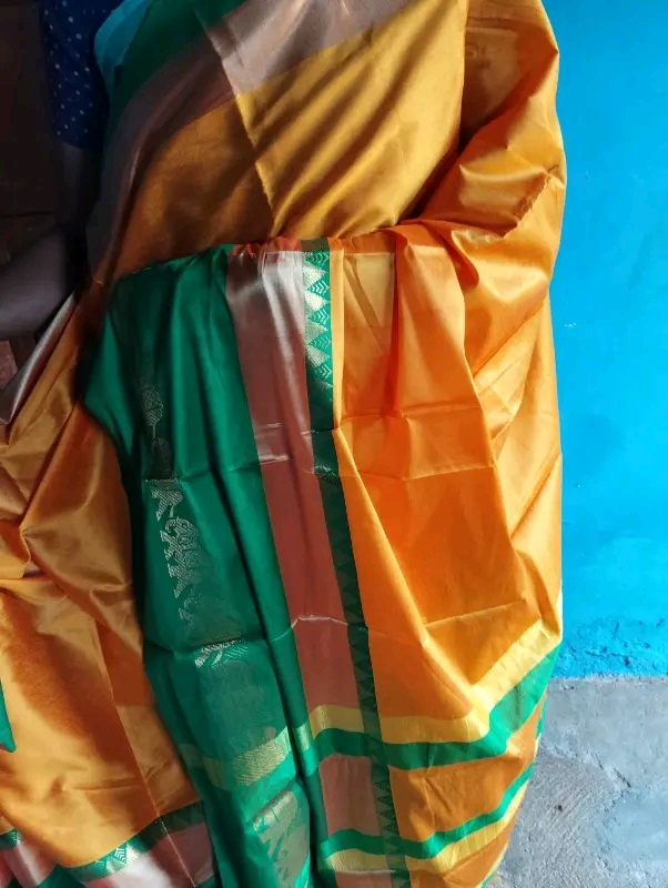 Mira Pattu Cotton Silk Saree with Blouse Piece (Chiku & Brown) - Shiva Nandhini 