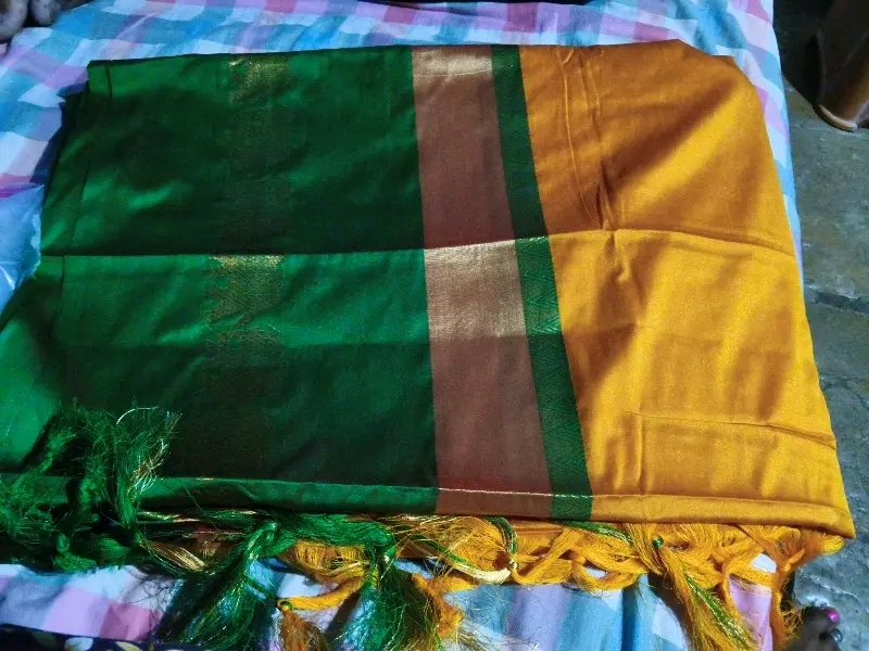 Mira Pattu Cotton Silk Saree with Blouse Piece (Chiku & Brown) - Shiva Nandhini 