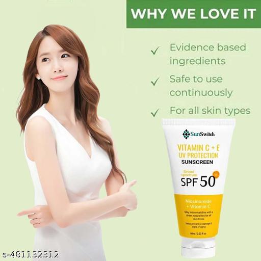 সানস্ক্রিন - SPF 50 PA+++ ভিটামিন C+E সুপার ব্রাইট সানস্ক্রিন, SPF 50 PA+++ (60 গ্রাম) ৩ প্যাক - SkyLux Store