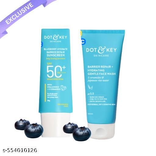 Dot and Key Blueberry Hydrate Barrier Repair Sunscreen SPF 50+ PA++++ Barrier Repair Hydrating Gentle Face Wash, 100ml