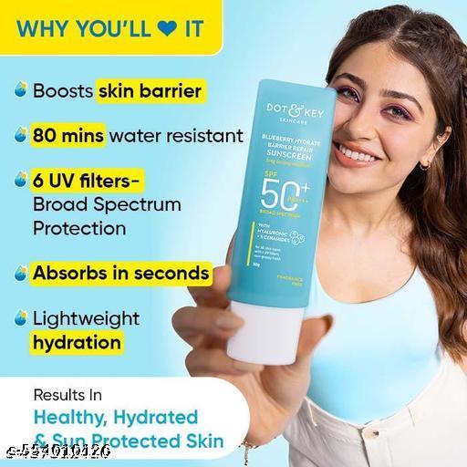 Dot and Key Blueberry Hydrate Barrier Repair Sunscreen SPF 50+ PA++++ Barrier Repair Hydrating Gentle Face Wash, 100ml - SkyLux Store