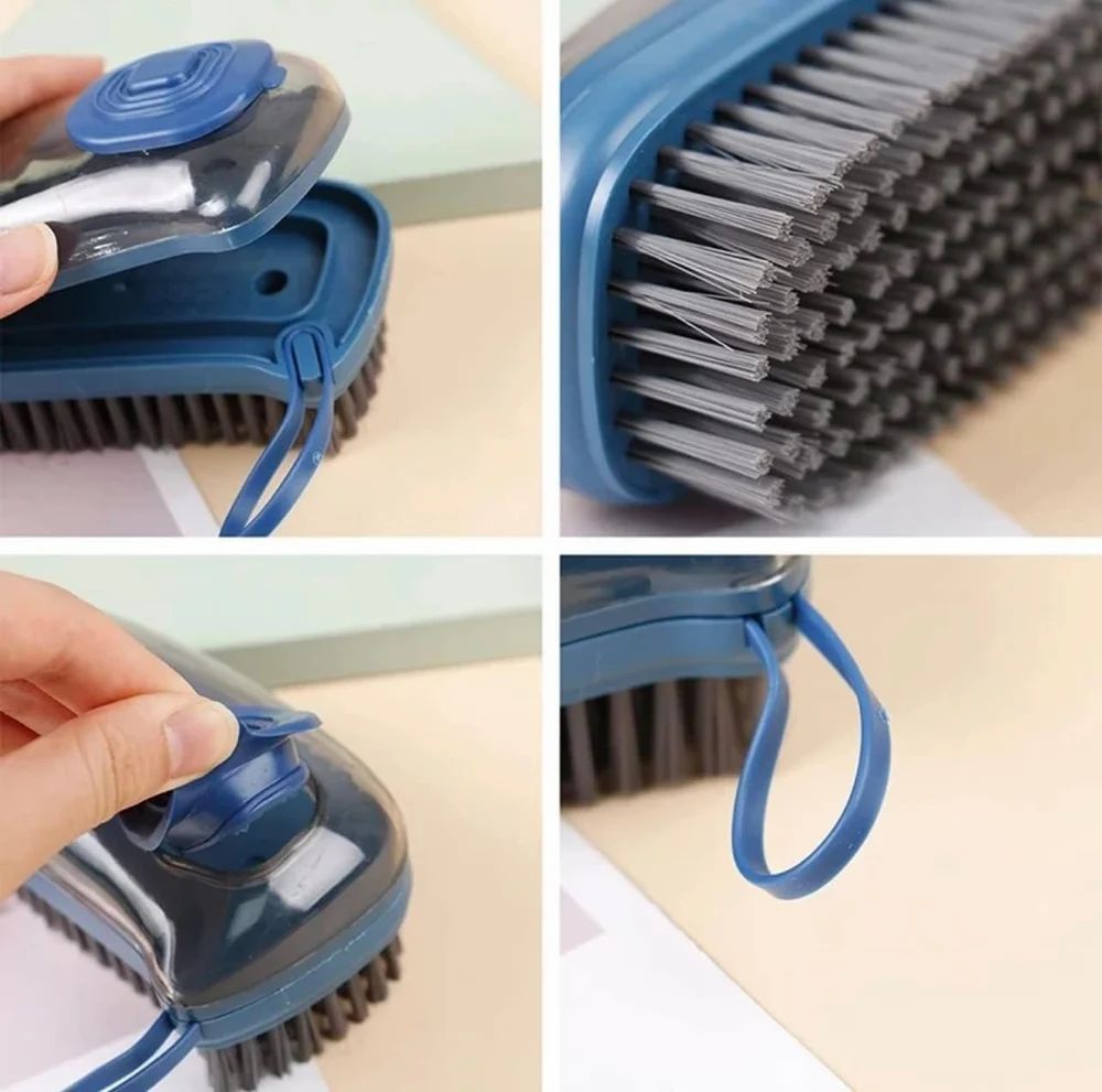 Scrub Brush with Soap Dispenser, Laundry Clothes and Shoes Scrubbing Brush, Cloth Washing Brush - Totnox 