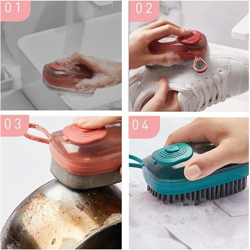 Scrub Brush with Soap Dispenser, Laundry Clothes and Shoes Scrubbing Brush, Cloth Washing Brush - Totnox 