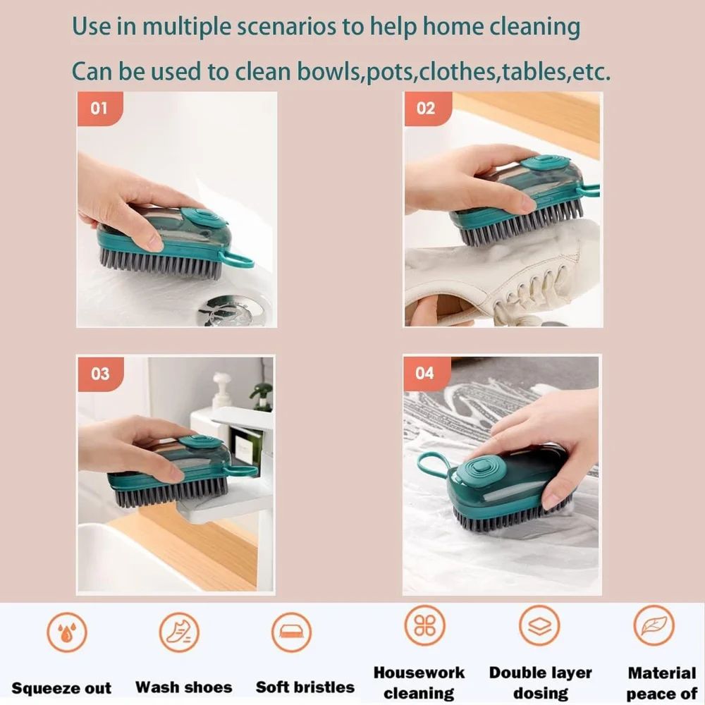 Scrub Brush with Soap Dispenser, Laundry Clothes and Shoes Scrubbing Brush, Cloth Washing Brush - Totnox 