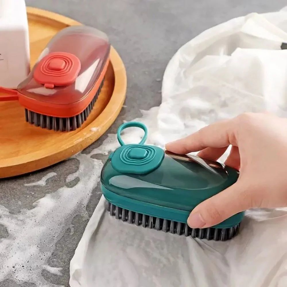 Scrub Brush with Soap Dispenser, Laundry Clothes and Shoes Scrubbing Brush, Cloth Washing Brush - Totnox 